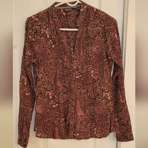 Eddie Bauer button down size small brown/pink 100% cotton
